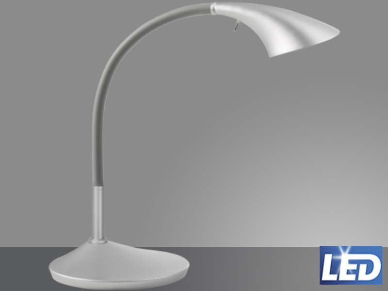 Lmpara de mesa led LILY PLATA, Articulada y flexible, muy potente, luz clida 3000k, 6,5w y 570 lmenes.