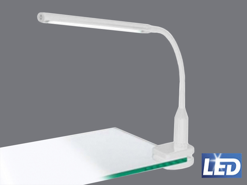 Lámpara de lectura con pinza LAROA, línea moderna, luz neutra 4000ºk,led integrado intensidad regulable.