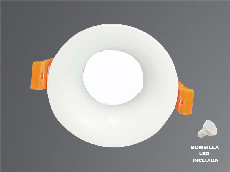 Aro Empotrable LED fix Alumini Blanc, bombeta de led GU10 7w 3000º inclosa