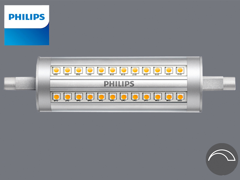 Philips LED R7S-118mm 17,5w, equivalent a 150w, llum neutra 4000ºk, 2460 lúmens, REGULABLE. A ++
