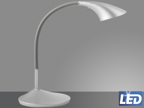 Lámpara de mesa led LILY PLATA, Articulada y flexible, muy potente, luz cálida 3000ºk, 6,5w y 570 lúmenes.