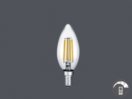 Bombilla LED Vela E14, 4w luz cálida 2.700ºK , 3 intensidades desde el interruptor ya instalado.