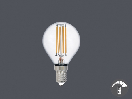 Bombeta LED Esfèrica led E14, 4w llum càlida 2.700ºK, 3 intensitats des de l'interruptor ja instal·lat.