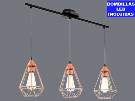 Lámpara de Techo triple TARBES, bombillas LED incluidas