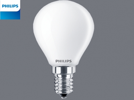 Bombilla esférica  cristal Philips P45 LED E14 4,3W-40W 4000º 470 Lúmenes. A++